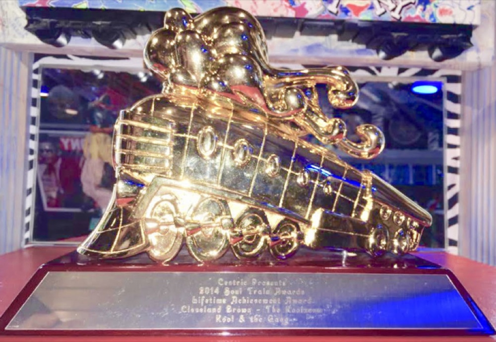 The gold Soul Train Lifetime Achievement Award locomotive trophy